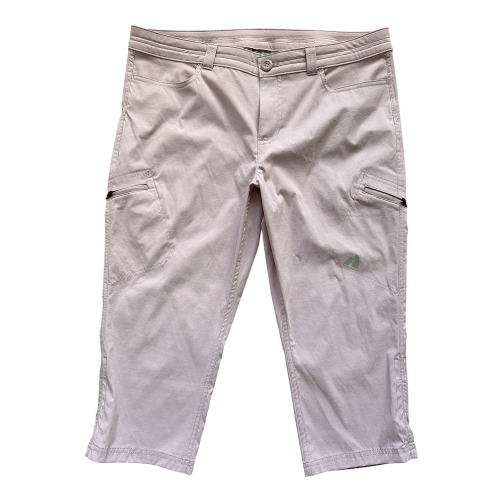 Eddie Bauer First Ascent Pants Women 12 Lavender Gray Hiking Guide Capri Stretch